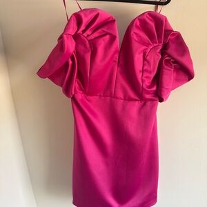 DO+BE Fuchsia Puff-Sleeve Mini Dress